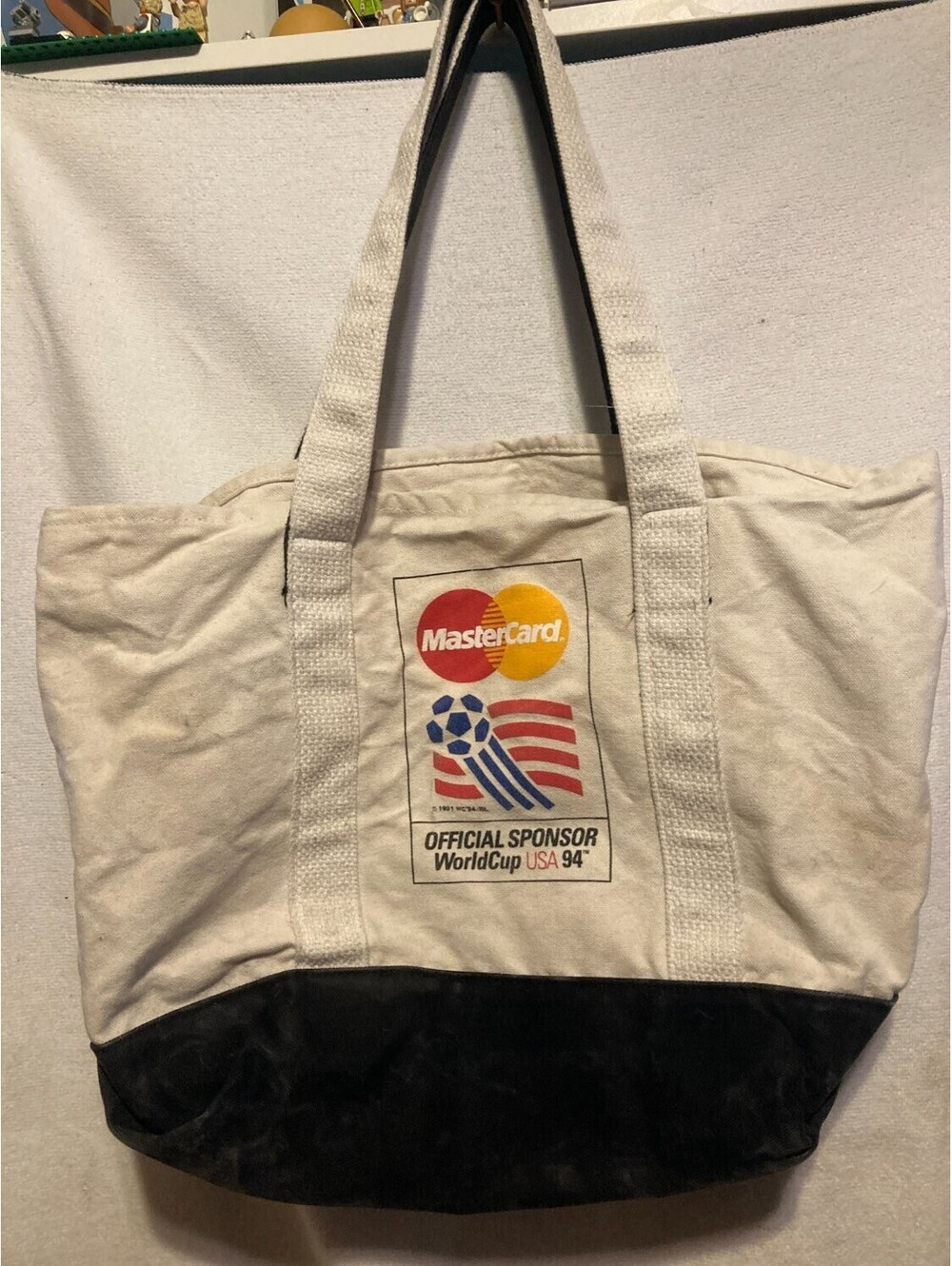 Master Card Soccer Tote Bag World Cup USA 94 Official Sponsor 19 in X 14 Beige